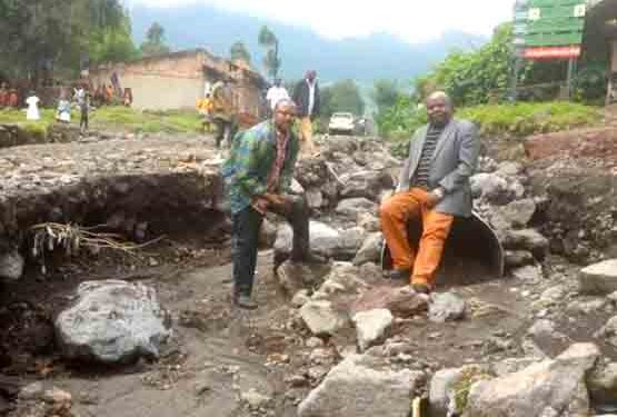 Kisoro LCV chairman Abel Bizimana poses for photo in Nyarusiza Mgahinga road