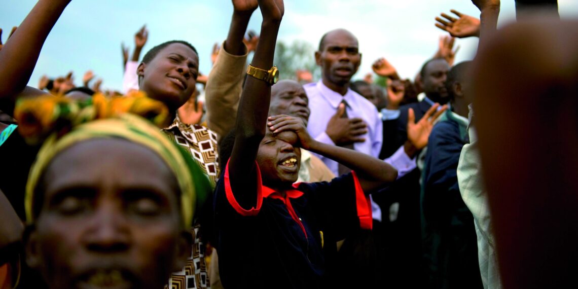 Believers during a prayer session at a Born-again Church