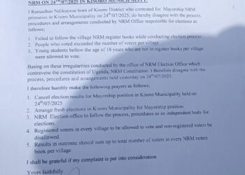 Race for Mayor Kisoro Municipality: Ramadhan petitions NRM Disputes Tribunal