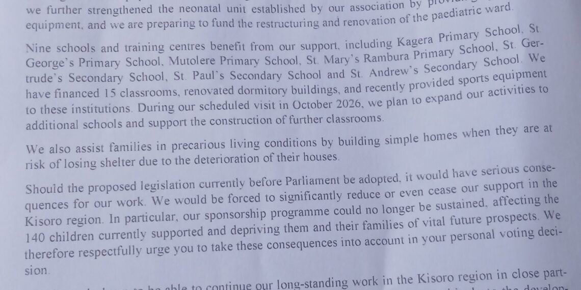 A letter from together for Uganda dated April 20, 2026, addressed to Bukimbiri County Member Of Parliament Eddie Kwizera WA Gahungo
