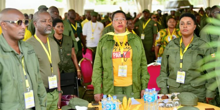 NRM PART NEWLY ELECTED MPS DURING THE CLOSURE OF WEEK-LONG RETREAT AT NGOMA STATE LODGE IN NAKASEKE DISTRICT          [COURTESY PHOTO]